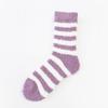 Women's Cozy Striped Coral Fleece Socks - Mid-Tube Warm, Plush Floor/Bed Socks for Autumn & Winter