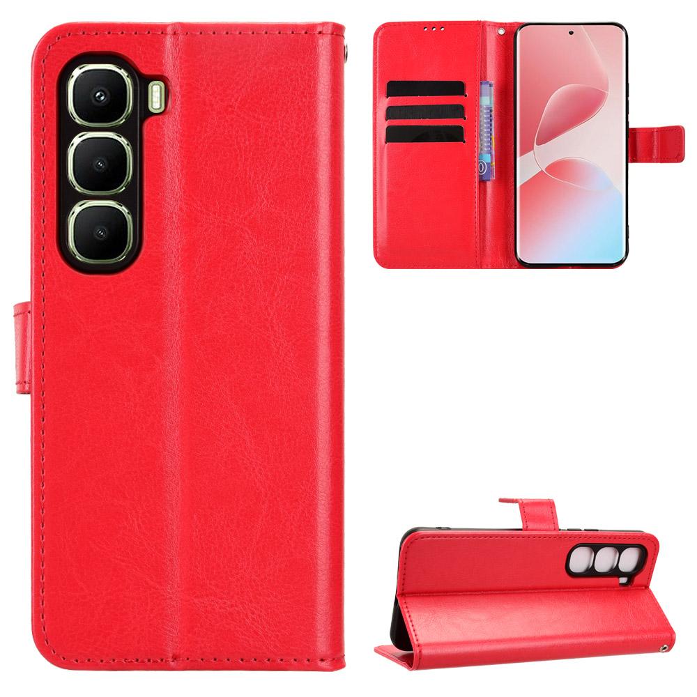 For Infinix Hot 60 Pro 4G PU Leather Case with Strap Crazy Horse Texture Phone Wallet Cover