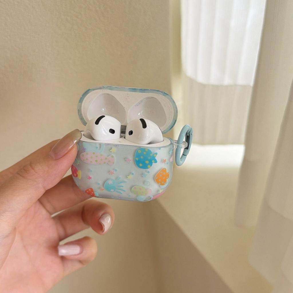 Transparent blue underwater world is suitable for AirPods1 earphone case Apple 1/1 generation airpodspro1 protective case is simple