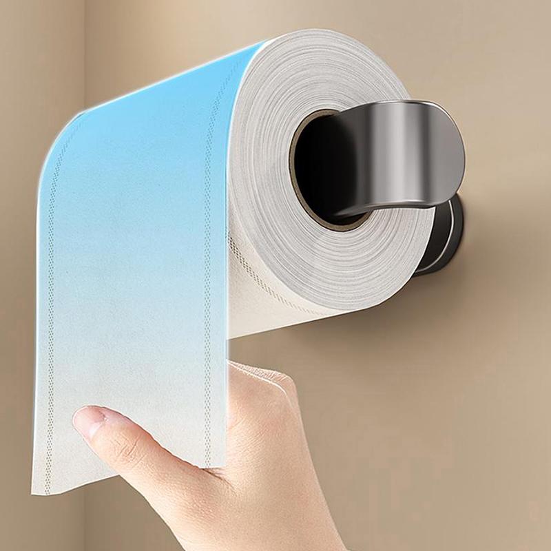 Saving Self Adhesive Wall Space Mounted Tissue Holder Kitchen Storage Organizer Dual Purpose Toilet Paper Hand Towels No Drill