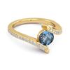 London Blue Topaz Contemporary Pave Bypass Ring - 925 Sterling Silver Gold Vermeil