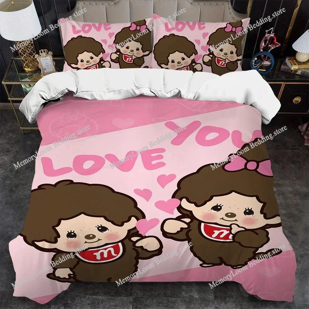 Милый M-Monchhichi-Мультяшный Комплект Пододеяльника Домашний Стиль Постельное Белье Мягкий Хлопок для Стирки Кровать Четыре Сезона Студенческое Общежитие Домашний Текстиль