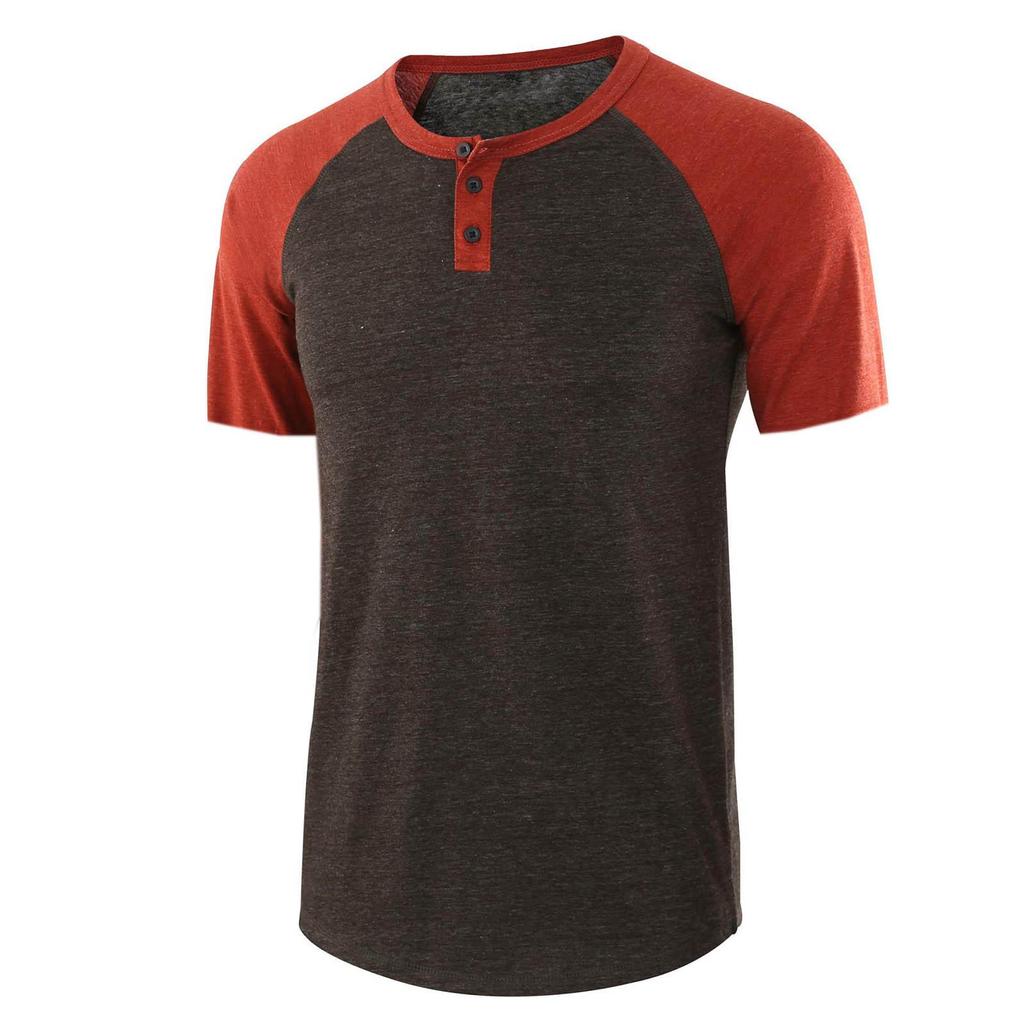 Men  Spring Summer Casual Slim Patchwork Short Sleeve T Shirt Top Blouse