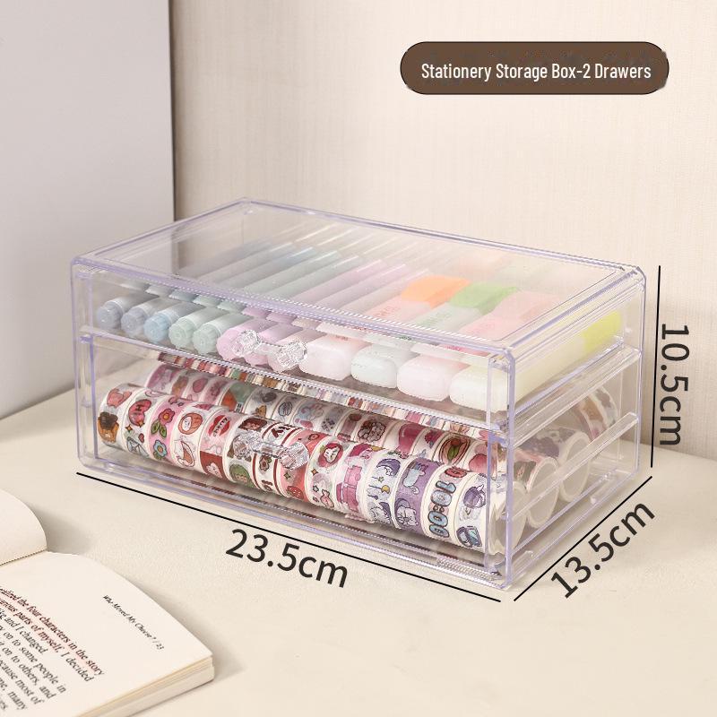 Прозрачный многослойный настольный органайзер для канцелярских принадлежностей с ящиками