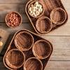 Fruit Plate Retro Imitation Rattan Woven Picnic Fruit Basket Fruit Plate Snack Storage Division Grid Nut Basket Food Basket