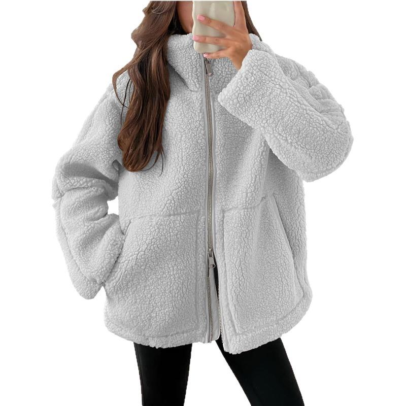 Women S Solid Color Lazy Style Wool Blend Coat For Autumn Winter