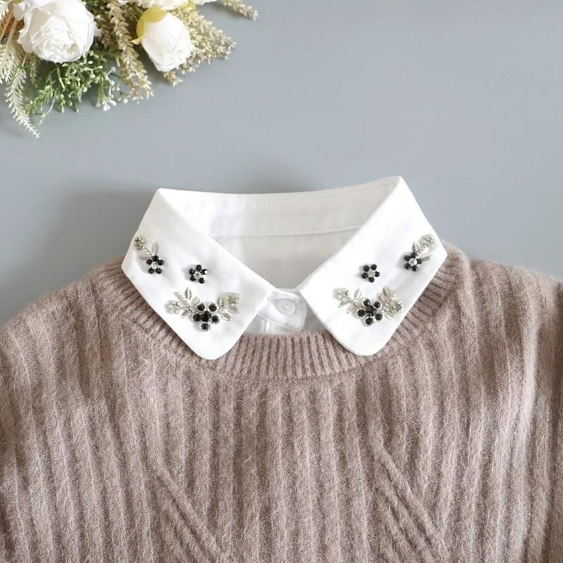 Fashion White Detachable Fake Collar Women's Lace Chiffon Lapel Half Shirt Tie False Collar Woman Fashion Accessory for Women