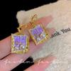 Light Luxury Baroque Purple Oil Painting Monet Garden Style Earrings For Women