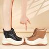 Женские спортивные туфли на платформе, повседневные черные кожаные ботильоны, обувь на танкетке, кроссовки с высоким верхом, увеличивающие рост