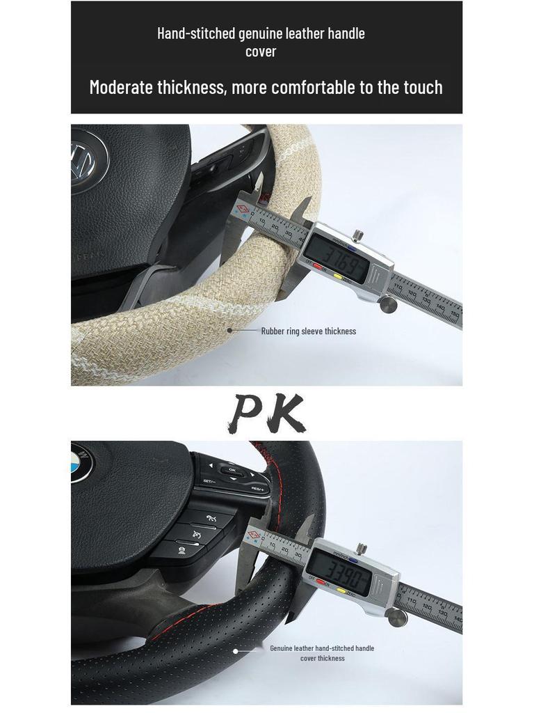 Чехол на руль из натуральной кожи, ручной работы, нескользящий, верхний слой из коровьей кожи, впитывающий пот, универсальный для всех сезонов.