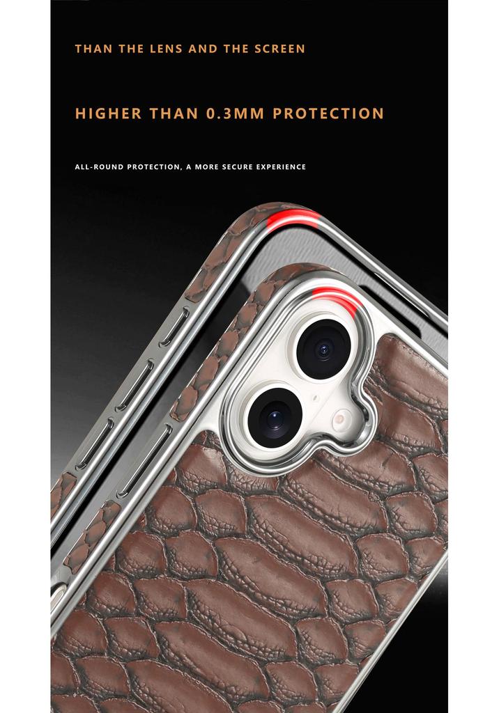 Чехол Apple iPhone 17 Pro Max из кожи с узором под змею, противоударный, ретро