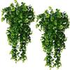 Искусственный 5Forks Rattan Eucalyptus Wall Hanging Simulation Greenery Поддельные подвесные растения Vine Diy Home Outdoor Decor Plant