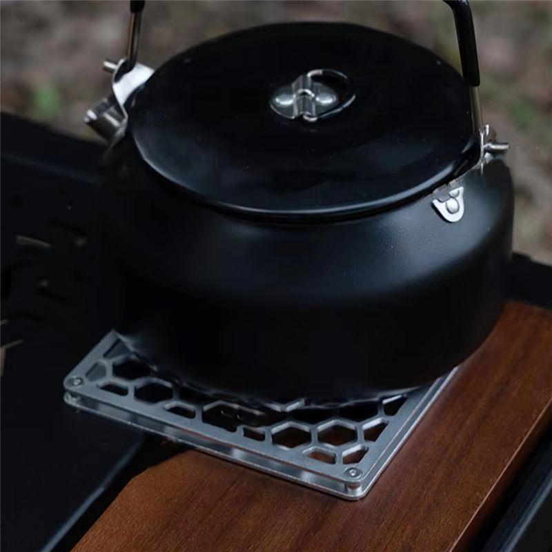 J1UL1N Stainless Steel Drink Coasters Set - Non-Slip, Double Coaster For Outdoor Camping, Alcohol Stove & Mug Metal Mat
