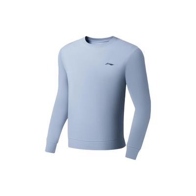 Свитшот пуловер с простым логотипом Li Ning Мужские топы Мягкий серо-голубой AWDSB81-5