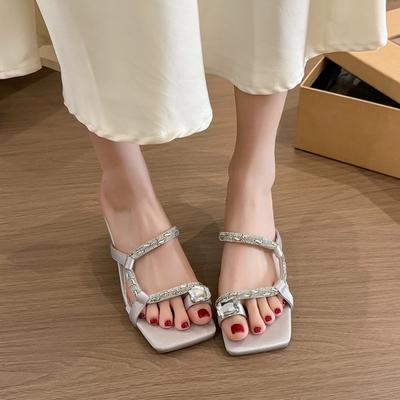 Мода 2025 Женские шлепанцы на платформе, с плоской подошвой, женский тренд, повседневные, нескользящие, уличные шлепанцы, модные шлепанцы с водными бриллиантами