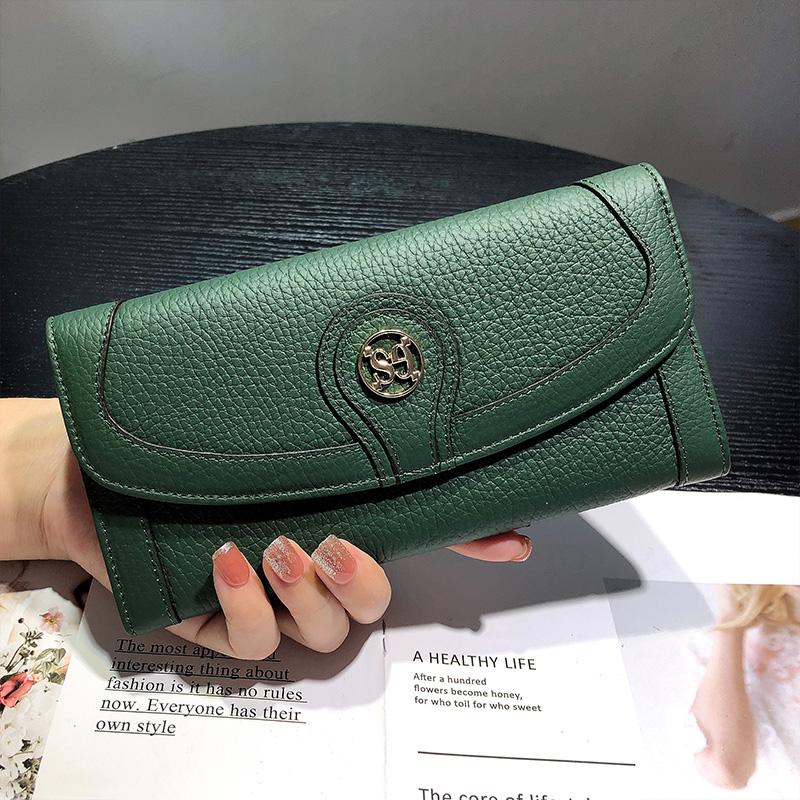 Новинка 2024 года, женские кошельки из натуральной кожи, роскошный длинный кошелек из воловьей кожи, оригинальный брендовый клатч-конверт, большой вместительный кошелек для телефона