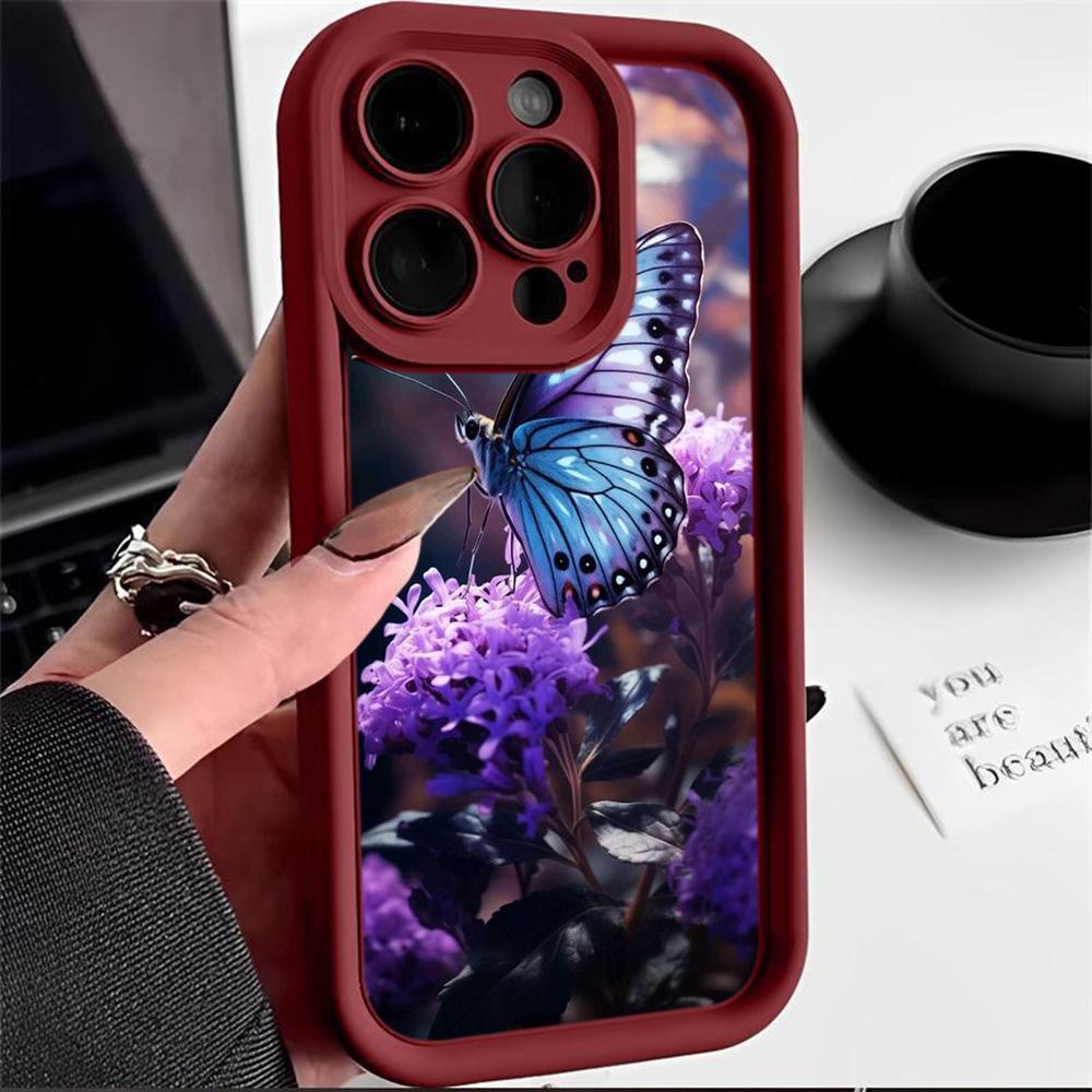 Мягкий чехол из ТПУ с ангельскими глазками для Samsung A05 A04 A10 A30 A13 A23 A53 A14 A24 A34 A54 A15 A25 A35 A55 S20 S23 FE S24 Ultra Ae64 с изображением бабочки и цветка