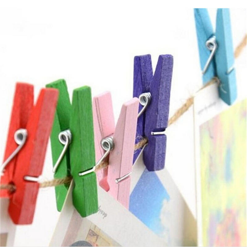 50Pcs Mini Natural Wooden Clothes Photo Paper Peg Clothespin Craft Clips