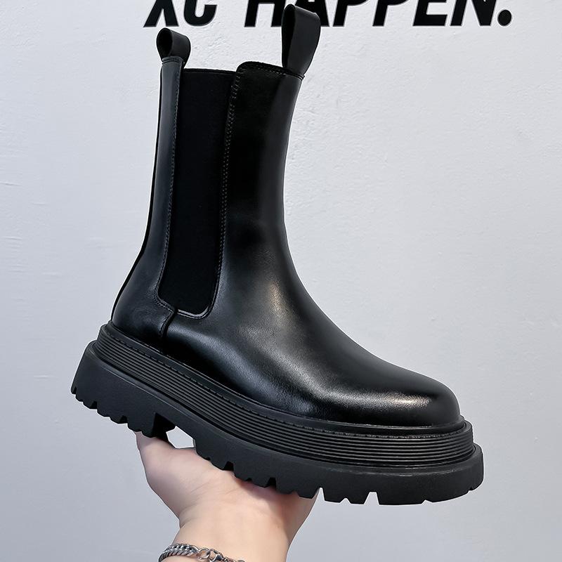 Ботинки Martin мужские в британском стиле на осень и зиму, средние высокие ботинки-сигареты с внутренней застежкой, ботинки «Локомотив Челси» 56733-A