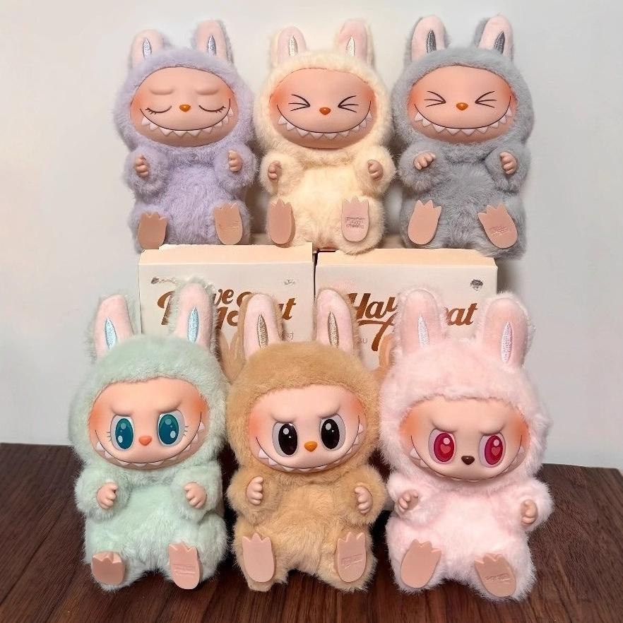Car Plush Ornament Anime Figure Labubu 1.0 Monster Vinyl Blind Box Series Heartbeat Macaron Doll Kids Gift Birthday Toy Air Outlet Ornament