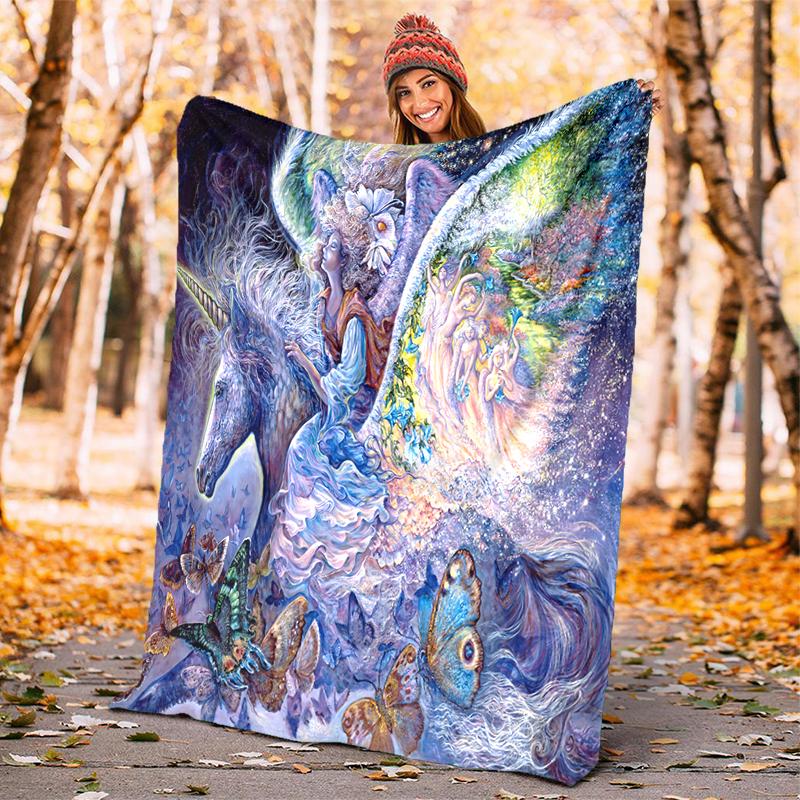 1PC Medieval Lady and Unicorn blanket, al season lightweigh Poster blanket home office outdoor nap multifunc Poster blanketional blanket