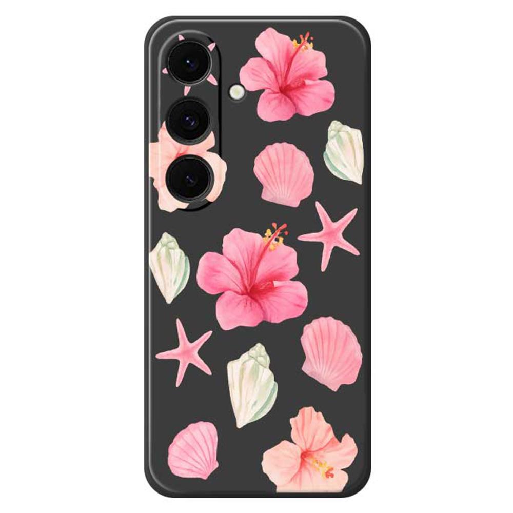 For Samsung Galaxy S25 FE Case Peach Blossoms Shells Pattern Printing Straight Edge TPU Phone Back Cover