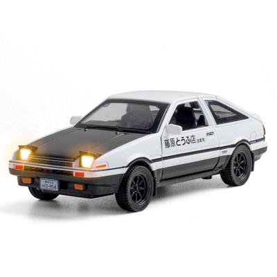 Масштаб 1/32 Toyota AE86, начальная модель автомобиля D, игрушечный автомобиль из цинкового сплава со звуком и светом для детей, подарок для мальчиков и девочек