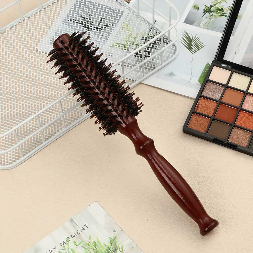 Portable Wooden Hairdressing Tool Hairbrush Boar Bristle Round Brush Round Hair Brush Styling Brush
