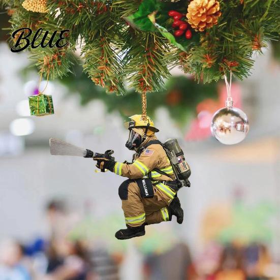 Interior Rearview Pendant Christmas Tree Firefighter Ornament with Lanyard Widely Used Decoration Car Mirror Hanging Fireman Uniform