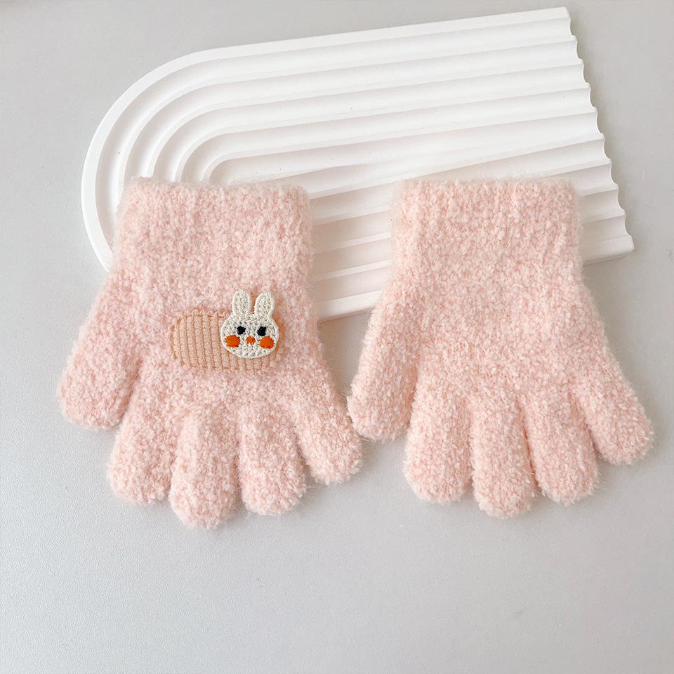 1-3Y Children Gloves Autumn Winter Warm Thicken Boys Girls Baby Riding Mittens Cute Cartoon Kid Kindergarten Five Fingers Mitten