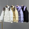 Winter Down Coat Padded Hooded Stand Collar Pockets Zip-up Parka Windproof