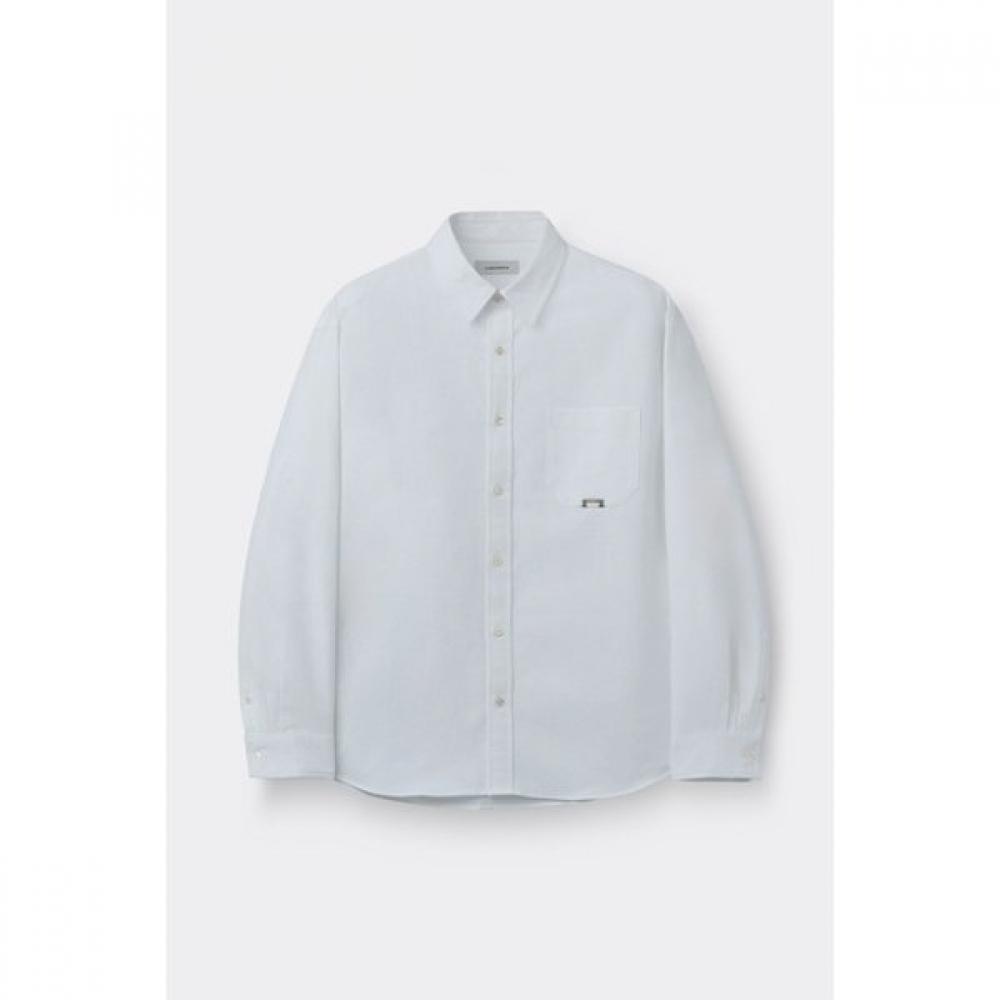 Customellow Oversized Fit Solid Shirt White C9sam26204whx