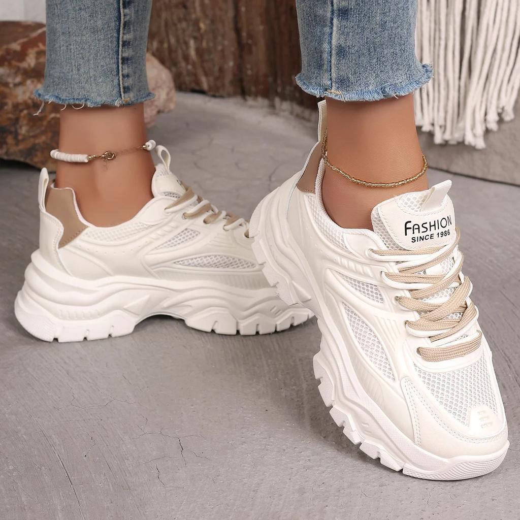 Women Sneakers Candy Colored Student Thick Soles Large Size Sneakers Women Casual Lace Up Platform Shoes Women Zapatos De Mujer