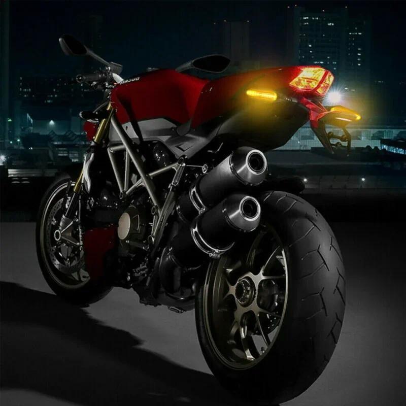 Универсальный мотоциклетный светодиодный указатель поворота, двухсторонний, с последовательной динамической индикацией, янтарный, ходовой