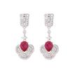 Beauty Expert Pink Crystal Zircon Retro New Chinese Ruby Earrings Long Flower Fringed Flower Decoration