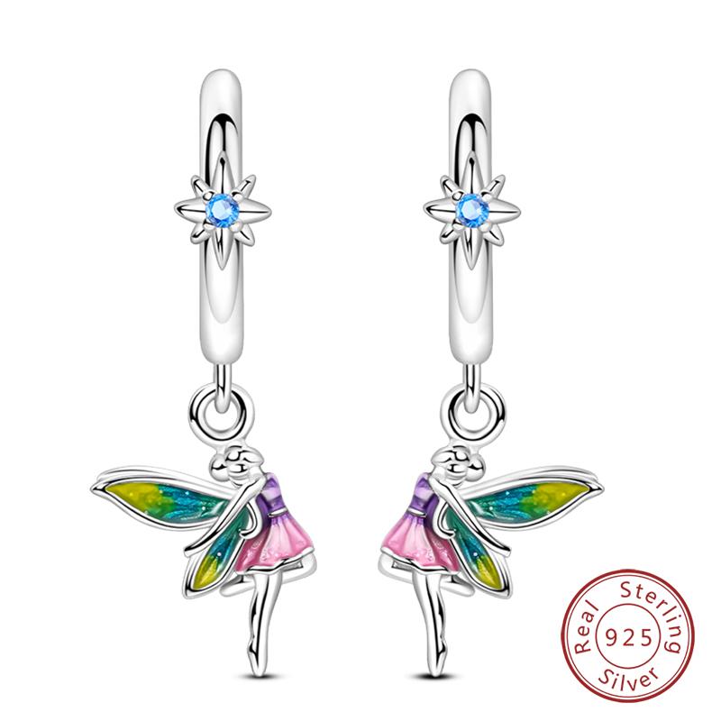 New 925 Silver Hoop Earrings Bow Strawberry Cherry Cream Sunflower Hoop Earrings For Women Fashion Party Jewelry Gift