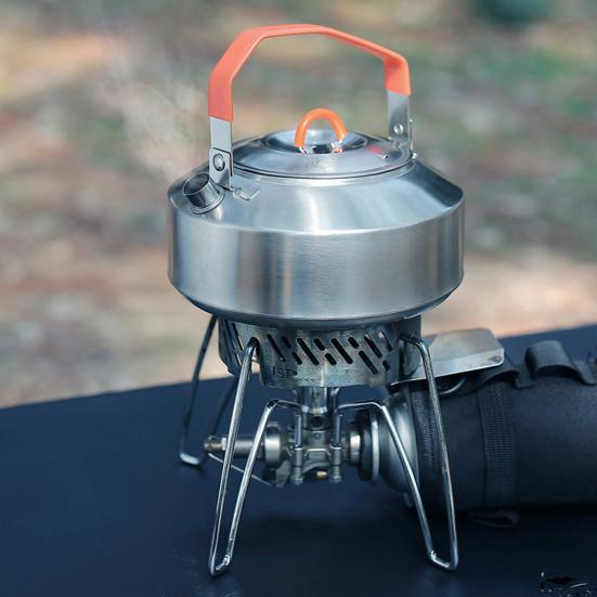 1L Camping Coffee Pot Kettle with Silicone Handle Compact Size Portable Polished Surface Easy To Clean Camping Pot Water Kettle