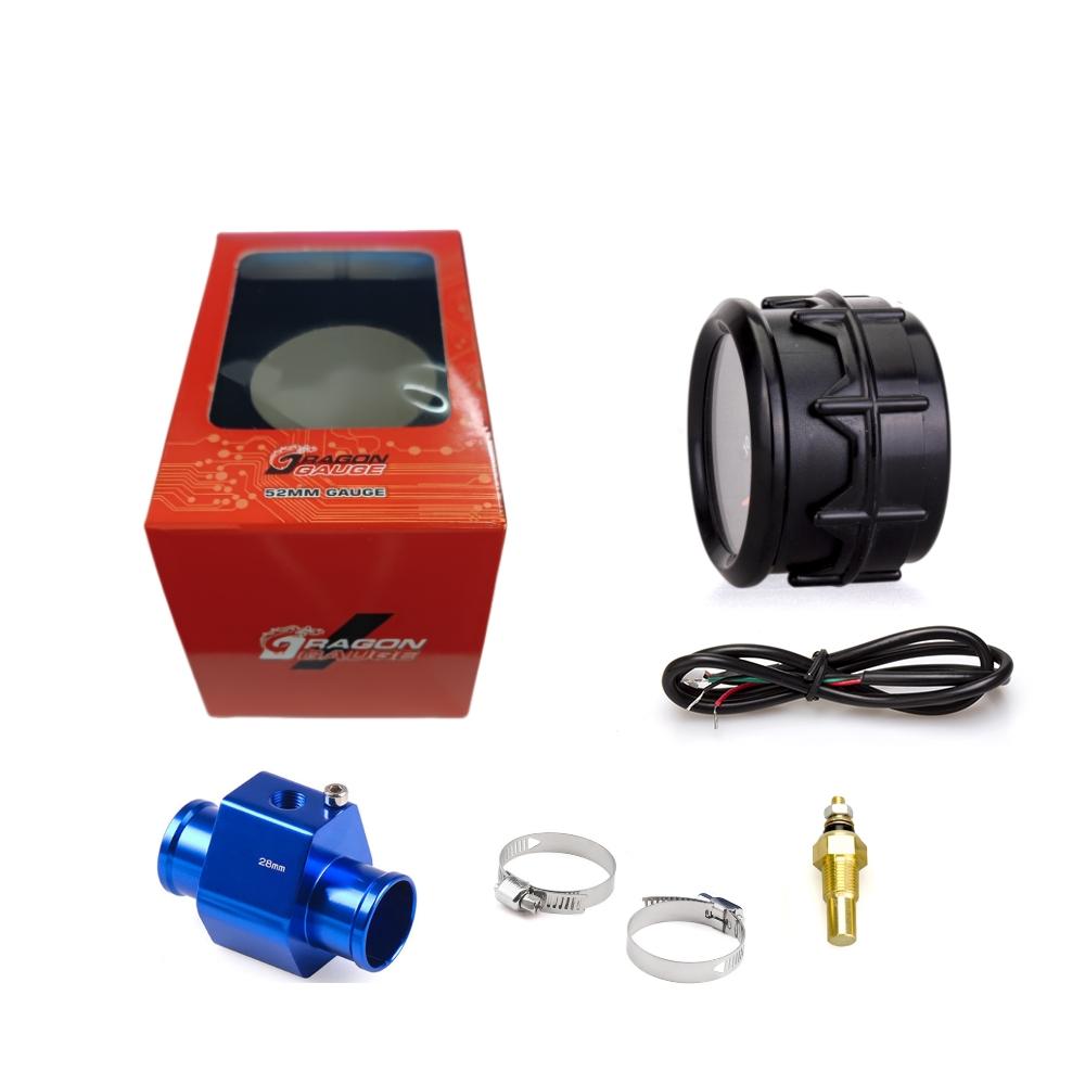 2 Inches 52mm Car Water Temperature Gauge 40~120 ℃ With Water Temp Sensor & Water Temp Joint Pipe 1/8ZG Sensor Adapter Car Gauge