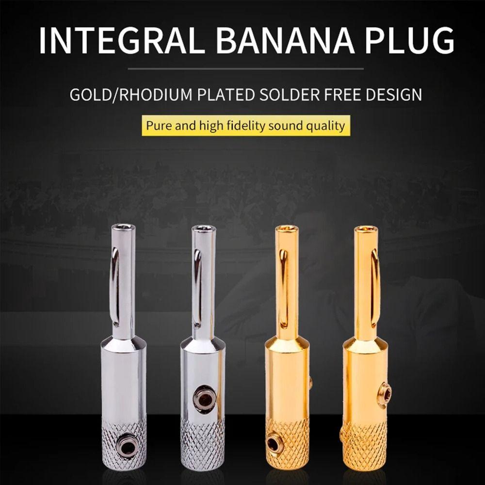 1Pcs Rhodium Plated Audio Speaker Banana Connector Solder Free Banana Adapter Audio Video System
