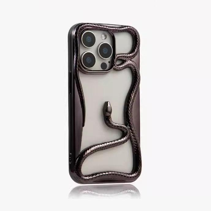 Матовый 3D полый чехол-накладка со змеей для iPhone 17 Air 16 11 12 13 14 15 Pro Max Plus с покрытием, теплоотводящий чехол Funda