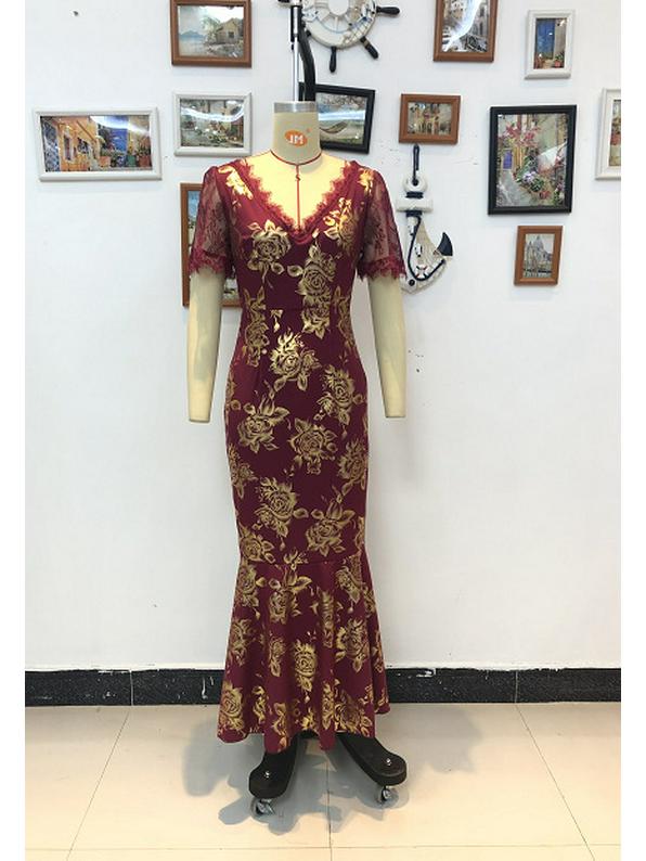 2025 Элегантное европейское и американское женское платье с горячим тиснением для весны/лета