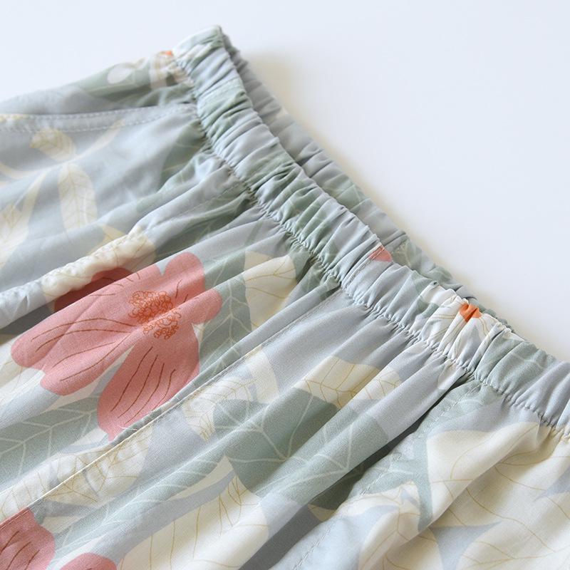 Женские летние вискозные брюки для сна - Тонкая хлопковая марля, Манжеты, Защита от комаров, Многоцветные пляжные брюки и брюки для кондиционера