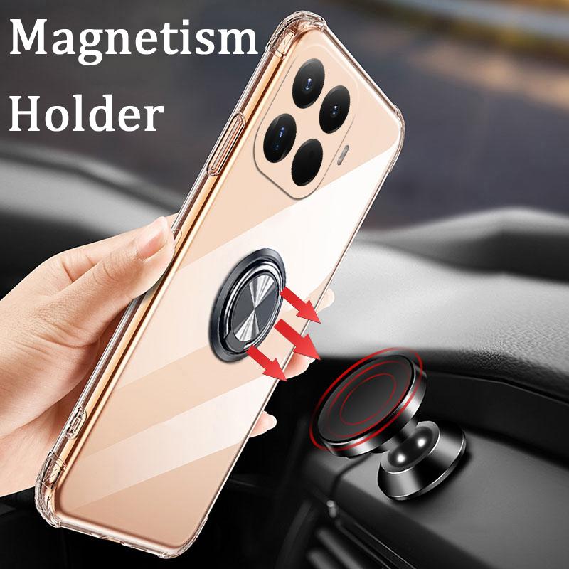 For Xiaomi 15T / 15T Pro case Ring Holder Ultra Thin Transparent Car Navigation Soft Silicone Clear cover For Xiaomi 15T Pro Phone casing