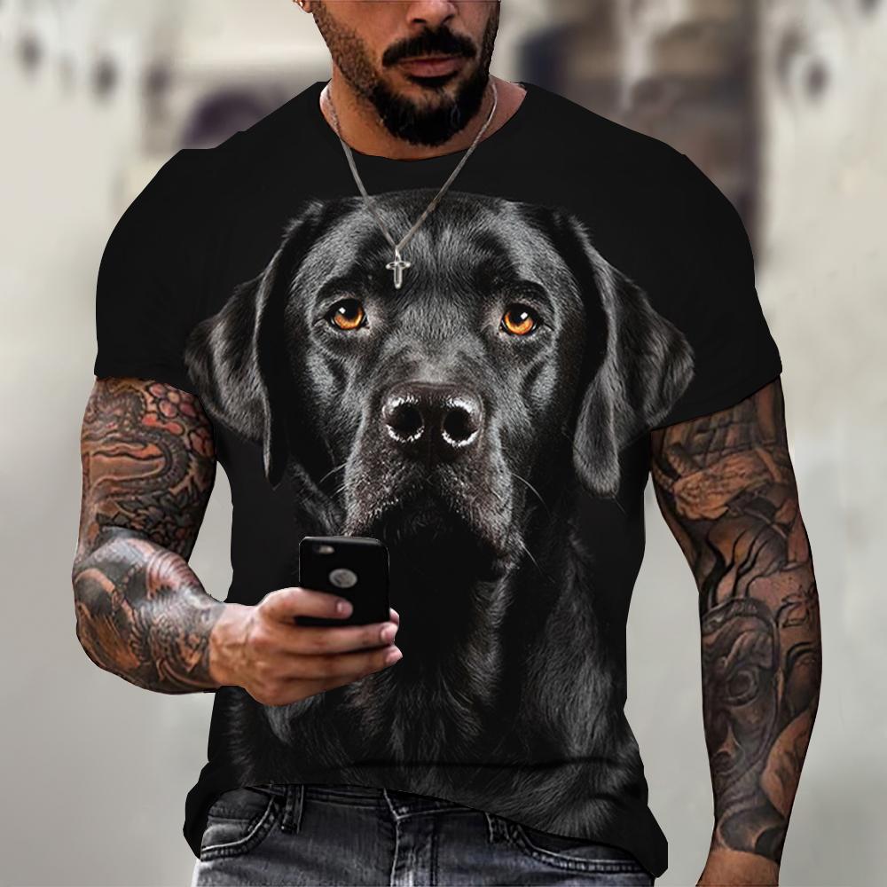 Summer Round Neck 3D Print Dog Graphics Top Fashionable Casual Short Sleeved Men's T-shirts