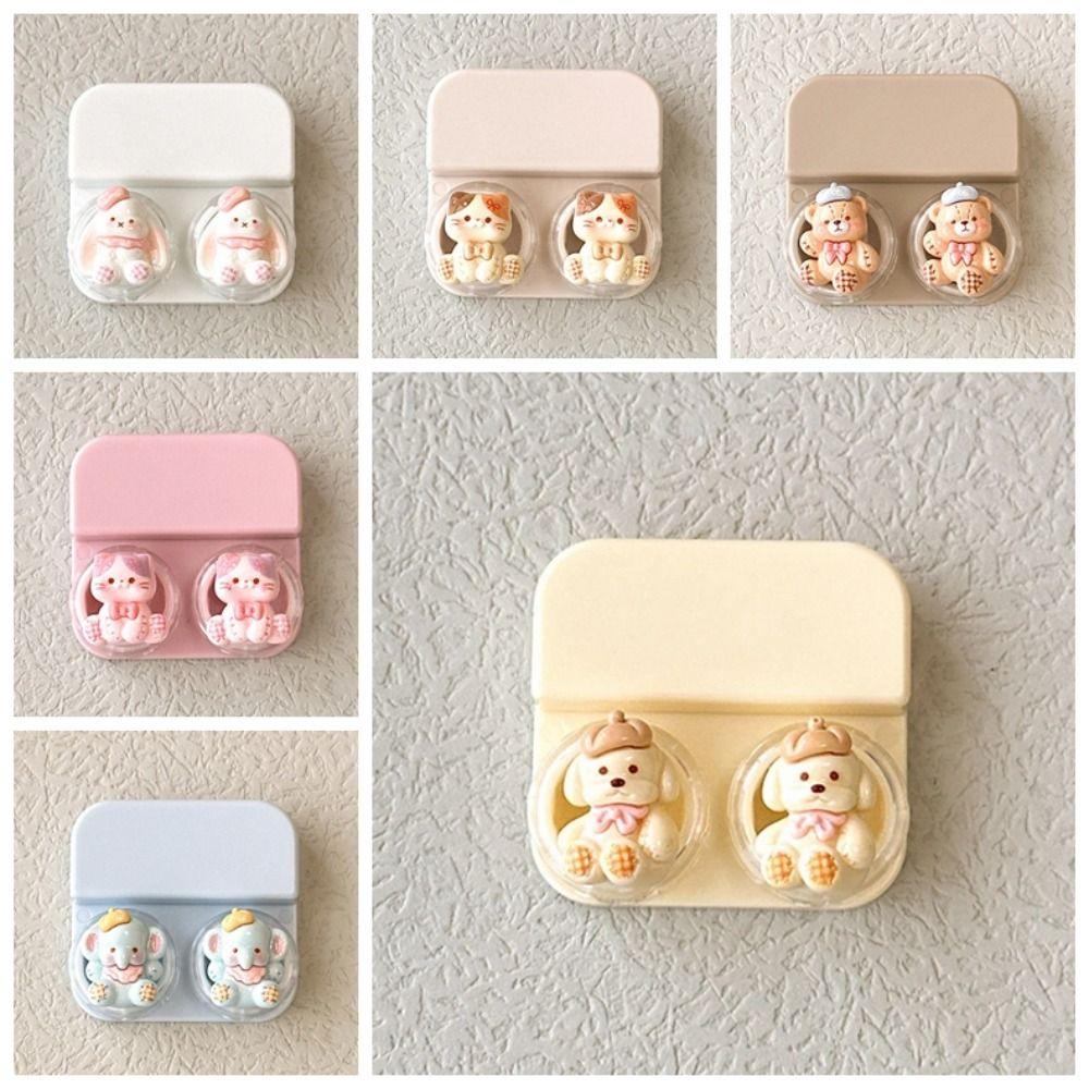 Cartoon Lens Box With Tweezers Drawer-Style Lens Case Portable Contact Lens Case Travel