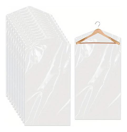 10pcs Transparent Hanging Clothes Dust Covers White