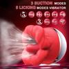 Rose Tongue Licking & Sucking Vibrator 8 Licking & Sucking Modes USB Rechargeable Nipple Toy Clitoral Vibrator Clitoral Stimulator Female Sex Toys