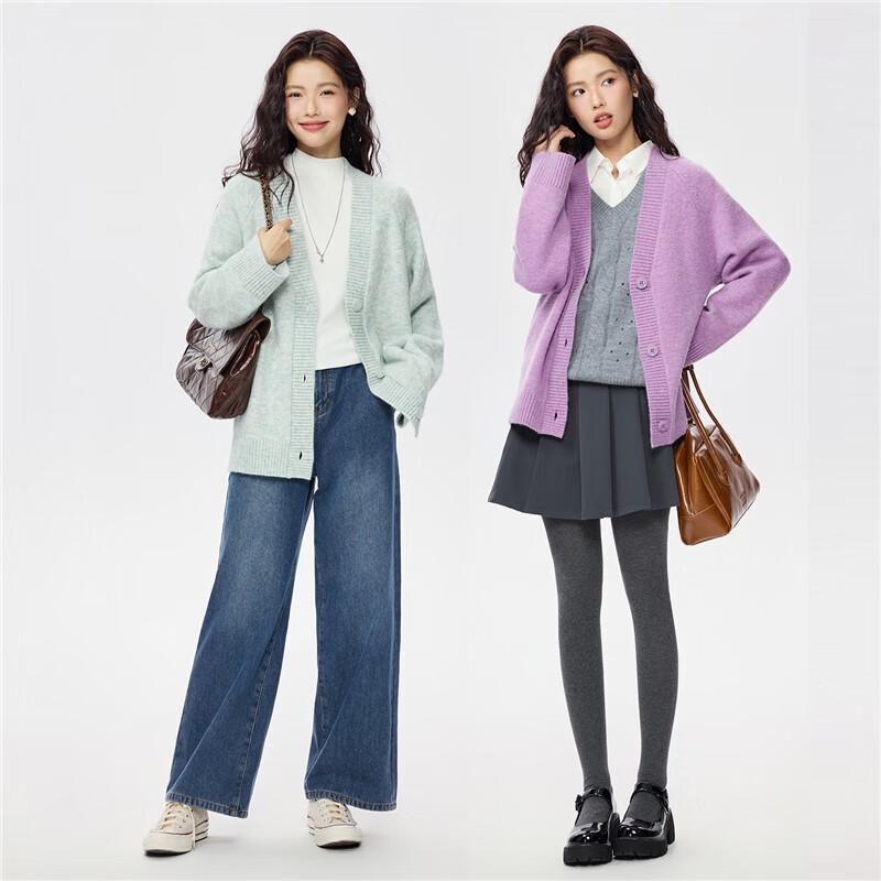 Giordano Women's Blended Chunky Knit V-Neck Cardigan