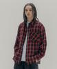 PSSHOPPER Oversized Damaged Wash Check Shirt [Red]