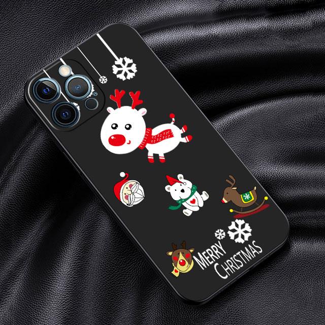 Чехол для Apple iPhone 14 13 11 12 Pro 7 XR X XS Max 8 Plus 6 6S SE 2022 13Pro, черный мягкий телефон, принципиально, Рождественская кукла Олень